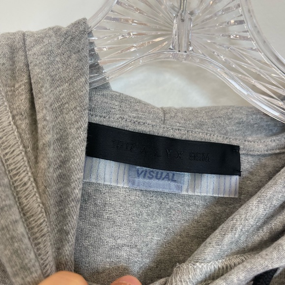 NWT 1017 Alyx 9SM grey lightweight sweatshirt cotton melange blend jersey hoodie - Picture 13 of 15